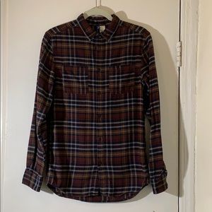 H&M Cotton Flannel Shirt in maroon/navy plaid. XS